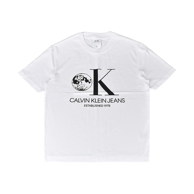 CK Calvin Klein黑字飾月球印花LOGO短T(XS/S/白)