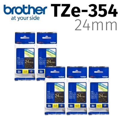 【5入組】brother TZe-354 特殊規格標籤帶 ( 24mm 黑底金字 )