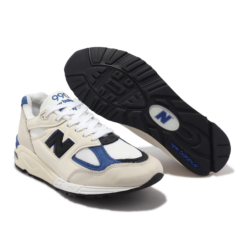 New Balance 休閒鞋990 V2 米白藍黑男鞋美製復古經典麂皮NB M990WB2-D