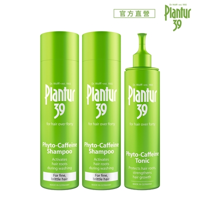 【Plantur39】植物與咖啡因洗髮露 細軟髮/染燙髮250mlx2+頭髮液200ml