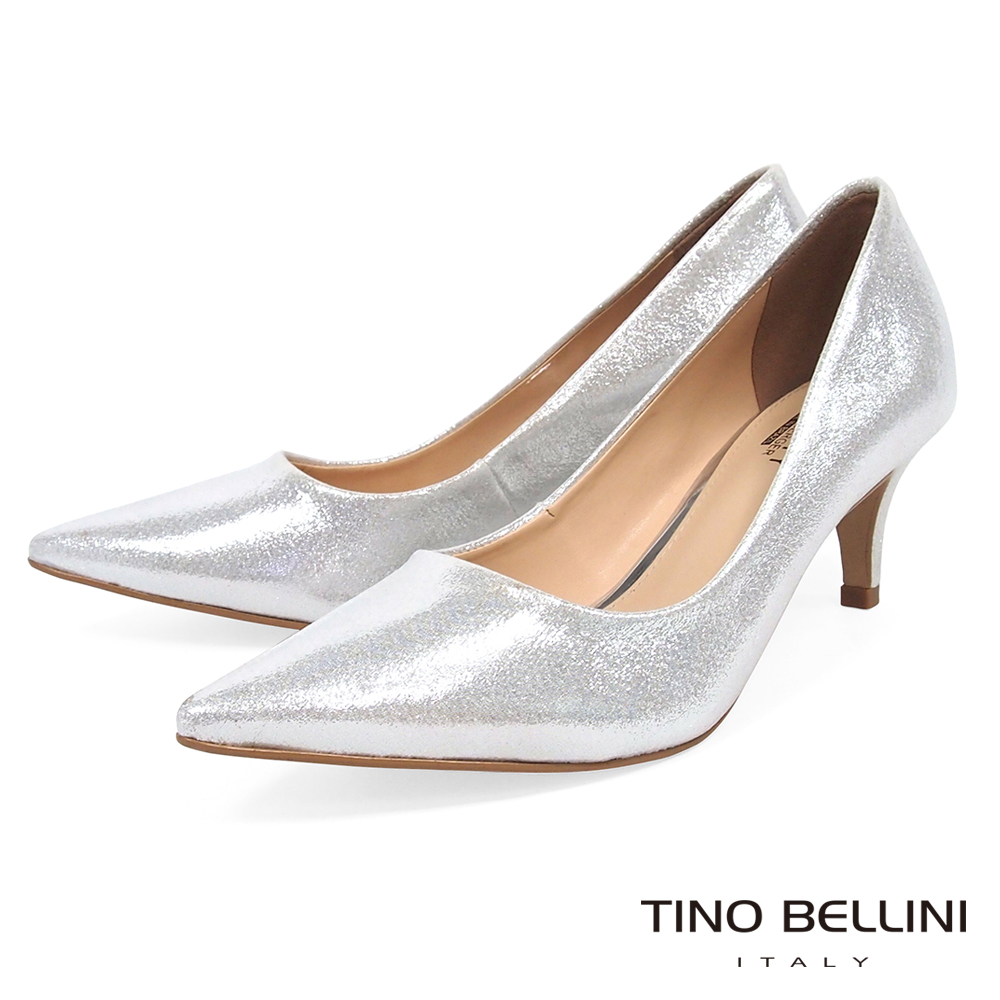 Tino Bellini 巴西進口質感耀眼低跟婚鞋 _ 銀