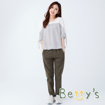 betty’s貝蒂思　口袋條紋配色休閒褲 (暗橄欖綠)