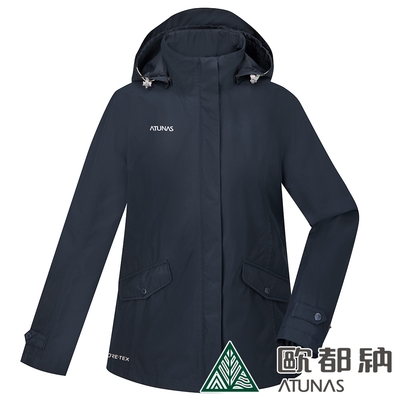 【ATUNAS 歐都納】女款樂遊休閒GORE-TEX+THERMOLITE二件式外套A1GT2302W藍黑/防水防風/保暖透氣