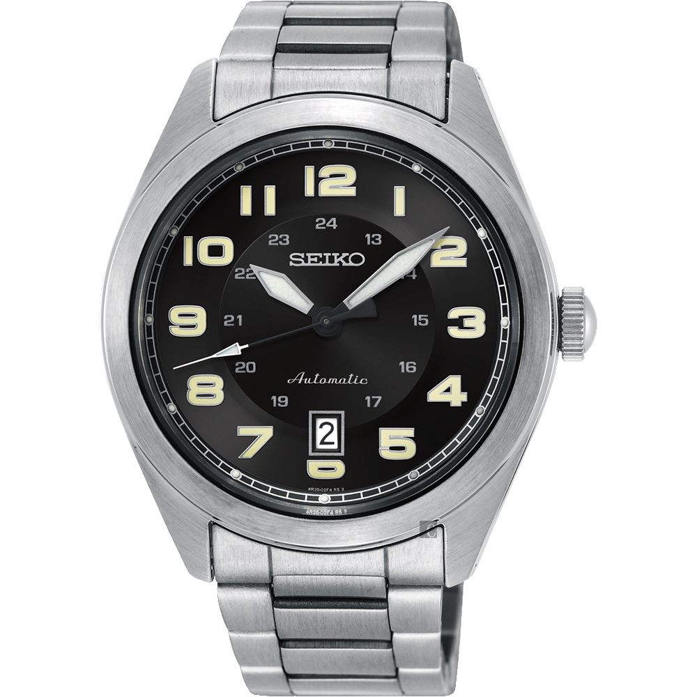 SEIKO 精工 飛行時代機械手錶-黑x銀/44mm 4R35-02W0D