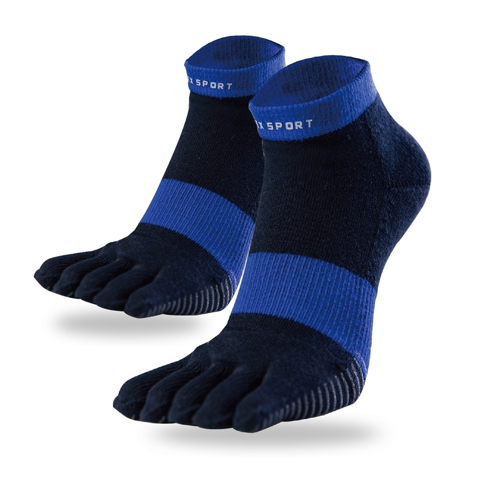 AREX SPORT 五指襪 撞色除臭止滑厚底緩衝五趾襪 (黑藍)