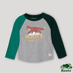 Roots 小男童- 荒野景緻系列 動物元素長袖T恤-灰色