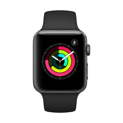 Apple Watch Series 3 GPS 42mm太空色鋁金屬錶殼+黑色運動錶帶