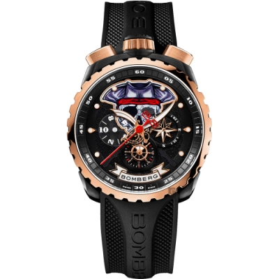 Bomberg 炸彈錶 Bolt-68 系列 海盜骷髏船長特別版計時碼錶-45mm