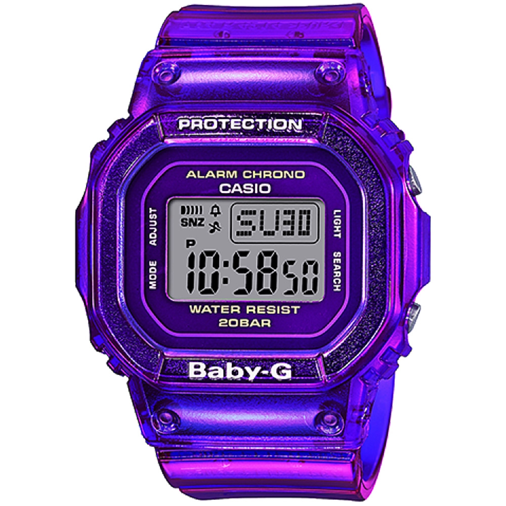 CASIO 卡西歐 BABY-G 半透明休閒電子錶 送禮推薦-紫 BGD-560S-6