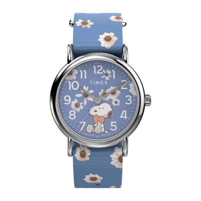 TIMEX 天美時 x Peanuts 38毫米春季花園手錶(藍TXTW2W33300)