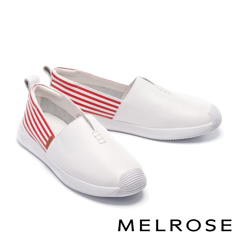 休閒鞋 MELROSE 清新簡約純色全真皮厚底休閒鞋－紅