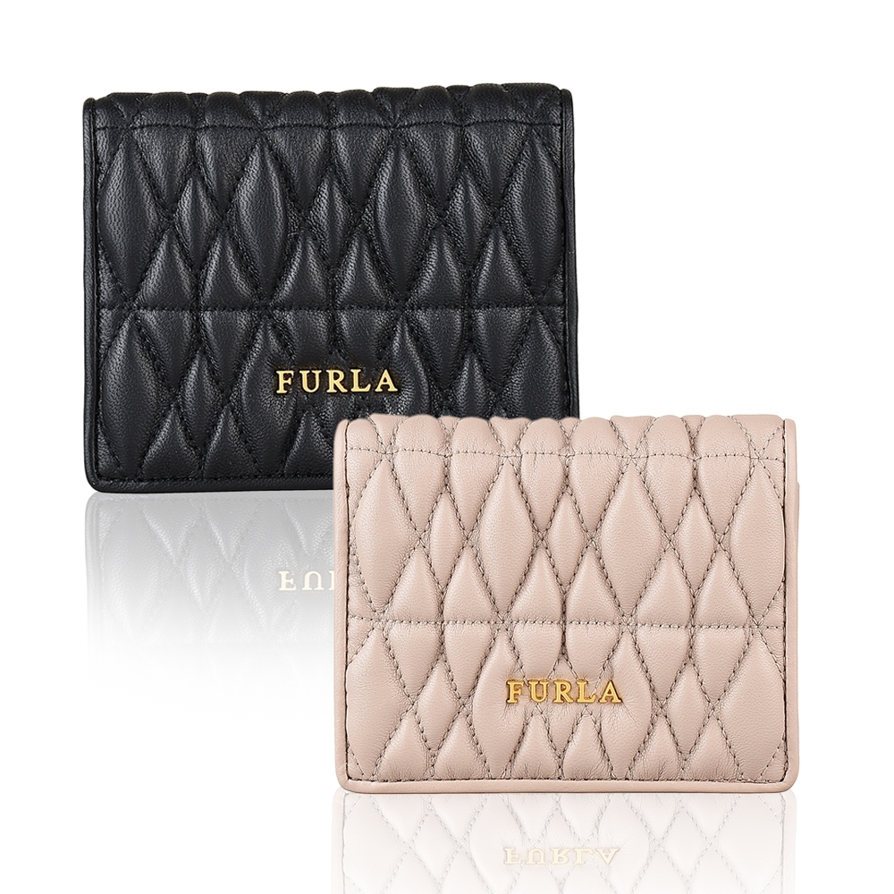 FURLA COMETA BIFOLD 金字LOGO牛皮4卡釦式短夾(兩色)