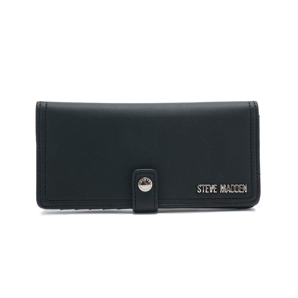 STEVE MADDEN-SLG-1700 素面簡約扣式皮夾-黑色