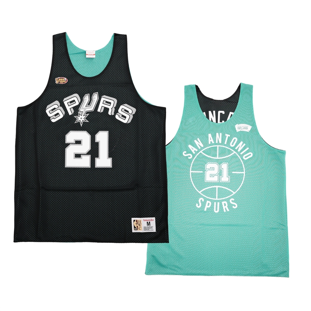 Mitchell & Ness 雙面球衣 Spurs 黑 綠 馬刺  Tim Duncan 21 MN21ART01TD