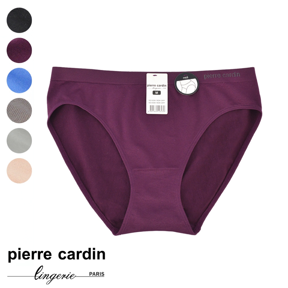 【pierre cardin 皮爾卡登女性內衣】一體成型針織中腰包臀三角褲-深紫