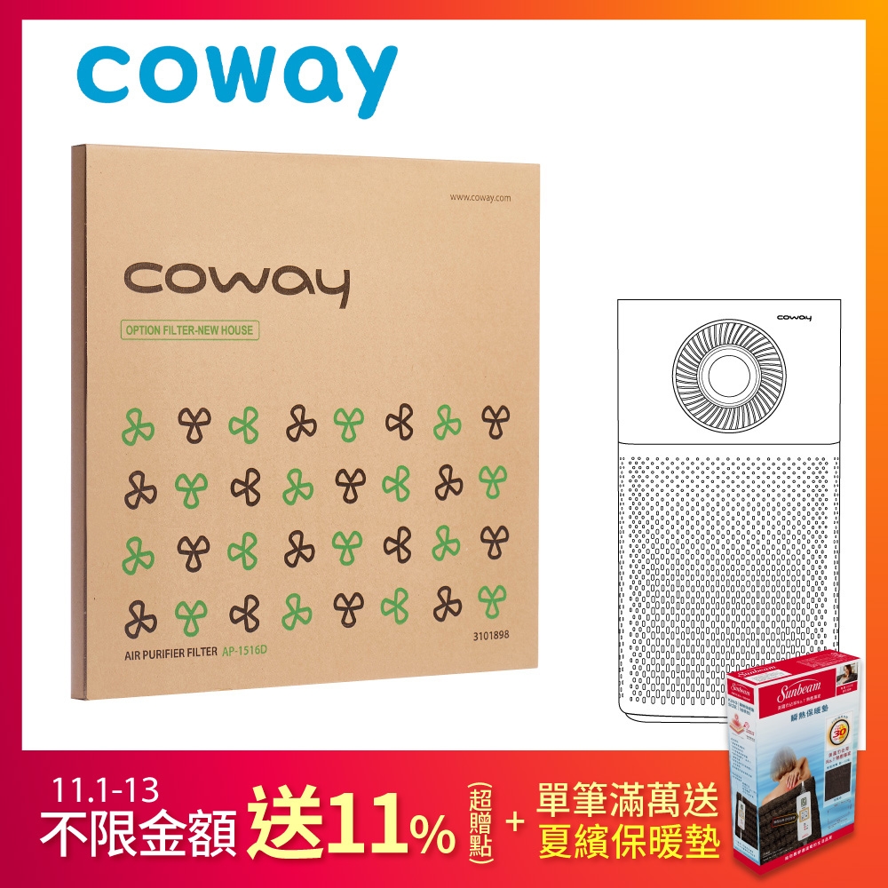 Coway 綠淨力噴射循環空氣清淨機 甲醛過濾濾網 適用AP-1516D