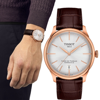 TISSOT天梭 官方授權 杜魯爾系列動力80小時機械錶 送禮推薦-39mm T1398073603100