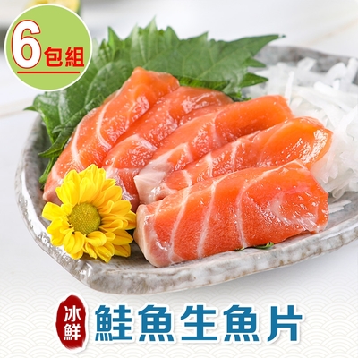 【享吃海鮮】冰鮮鮭魚生魚片6包組(100g±10%/包/生食級)