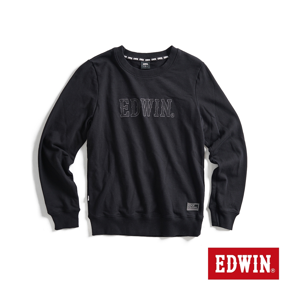 EDWIN EDGE 車縫 BOX LOGO厚長袖T恤-女-黑色