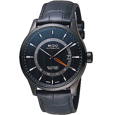 MIDO 美度 官方授權 先鋒系列兩地時區腕錶M0384293605100-黑