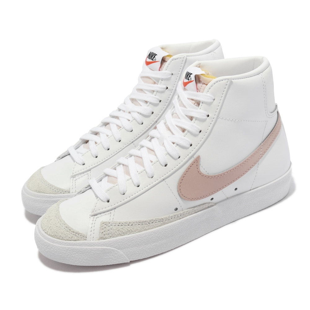 Nike 休閒鞋 Blazer Mid 77 運動 女鞋 經典款 皮革 麂皮 舒適 穿搭 高筒 白 粉 CZ1055-118