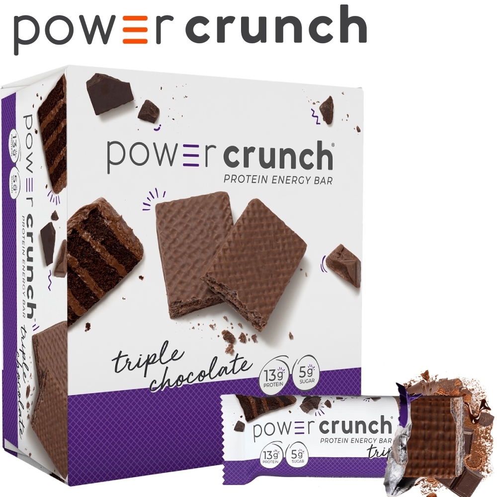 【美國 Power Crunch】Original 高蛋白能量棒 Triple Chocolate(3倍巧克力/12x40g/盒)
