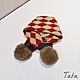 TATA KIDS 童裝 紅色菱格織紋毛球針織圍脖 product thumbnail 1