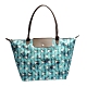 LONGCHAMP Surf & The City系列纜繩印花造型拉鍊長把購物包(大-藍) product thumbnail 1