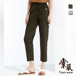 【TOWNWEAR棠葳】休閒口袋修身棉質長褲 2色(女下著/鬆緊腰頭/素色)