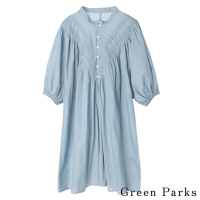 Green Parks  V領細針褶澎捲袖廓型上衣