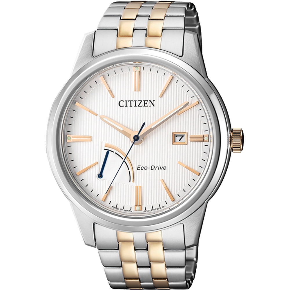 CITIZEN 星辰 光動能電量等級顯示手錶-白x雙色版/41mm