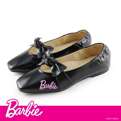 Barbie 芭比甜美大蝴蝶結經典logo瑪莉珍鞋-黑