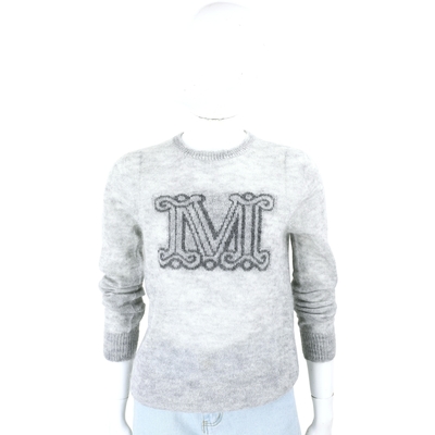 Max Mara 字母標誌灰色馬海毛針織羊毛衫