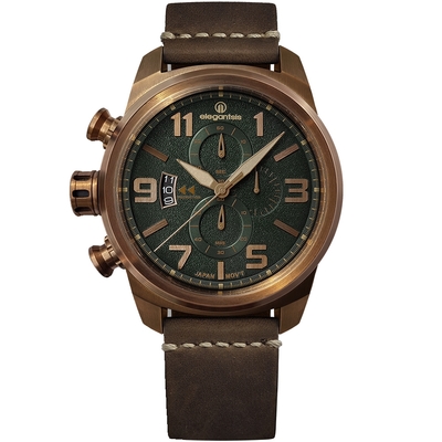 elegantsis 愛樂時 JT48復古軍事風計時手錶-復刻綠 ELJT48MQS-OG02LC