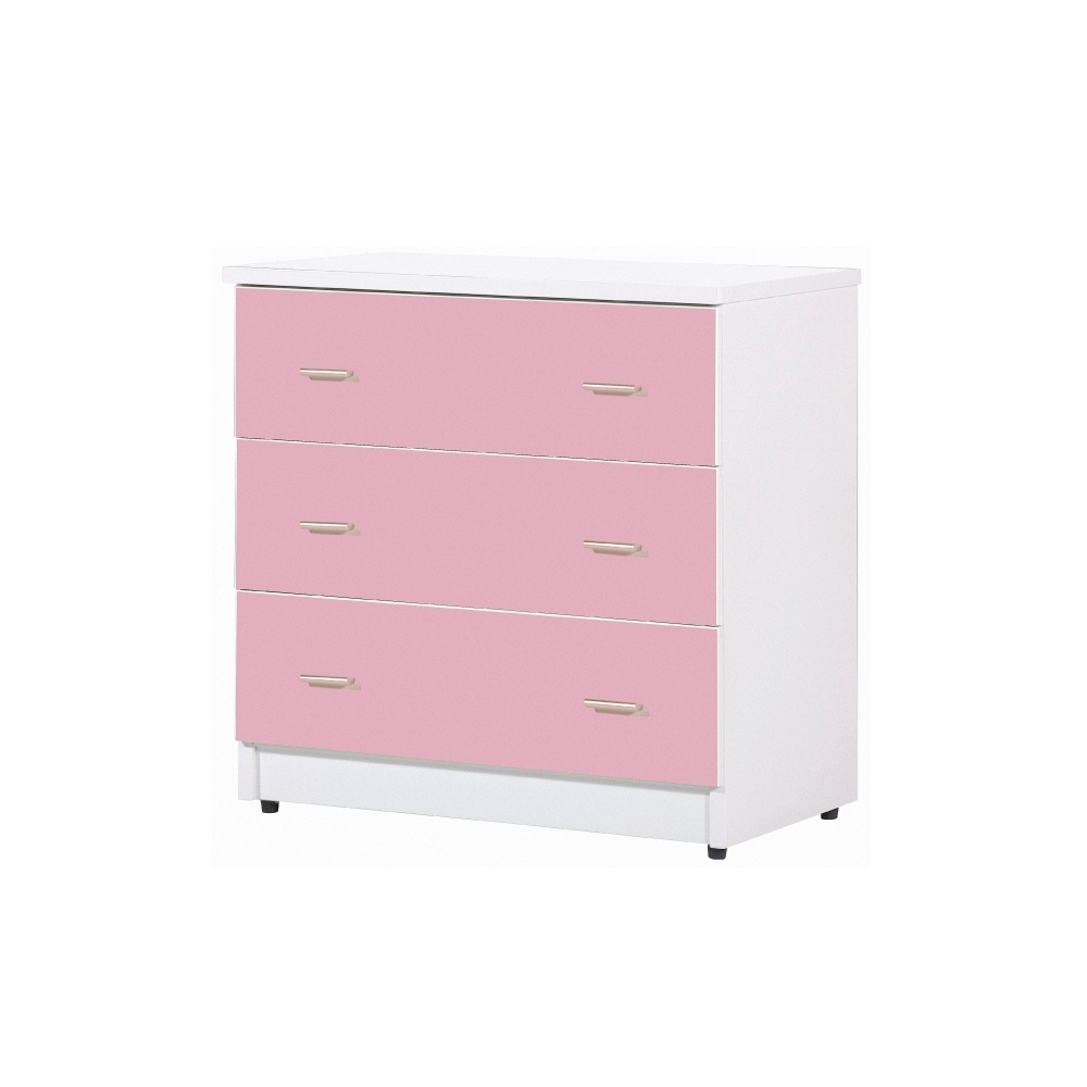 韓菲-粉紅屜白色三屜塑鋼衣櫃-81.5x48x81.5cm
