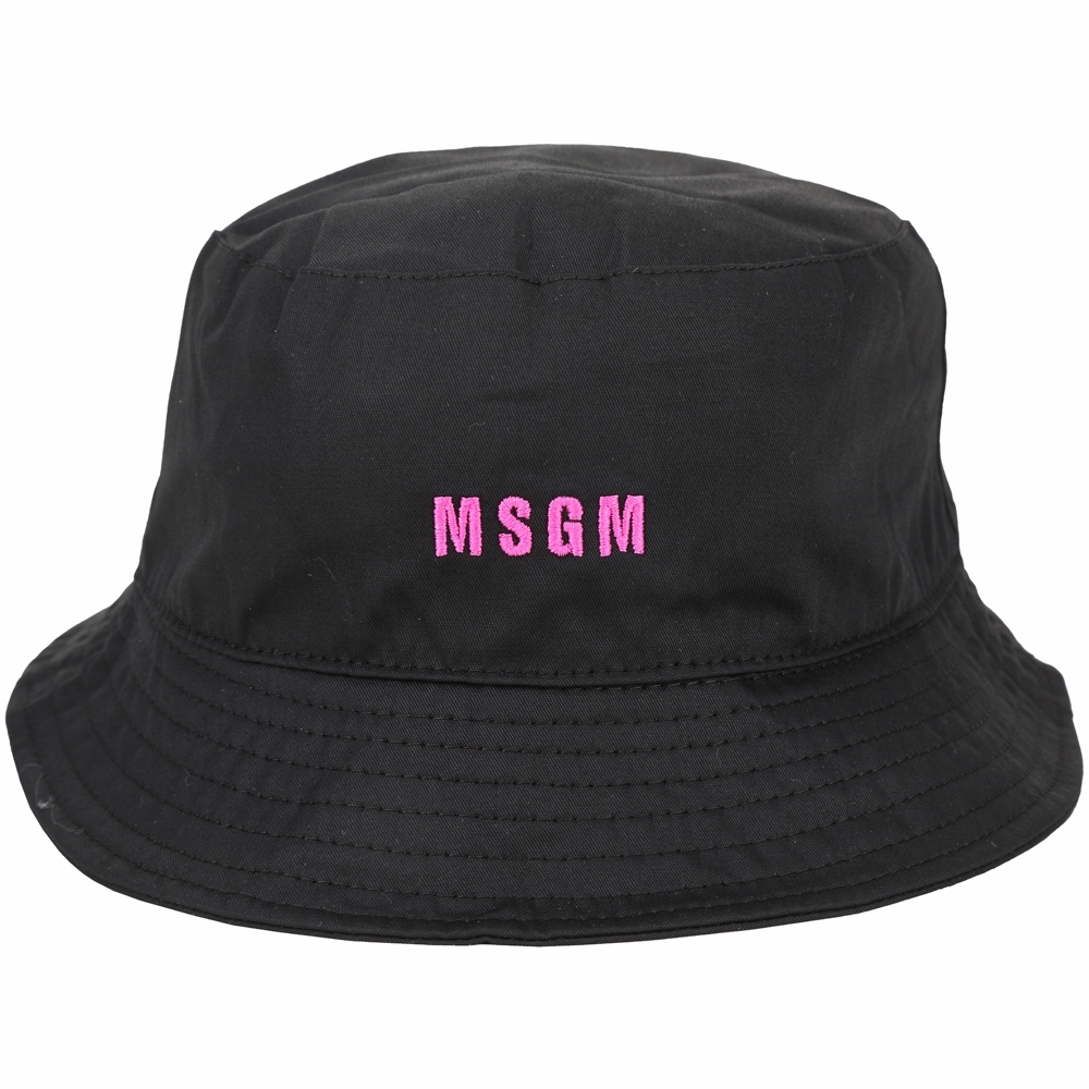 MSGM 品牌粉字母刺繡棉質漁夫帽(黑色) | 精品服飾/鞋子| Yahoo奇摩購物中心