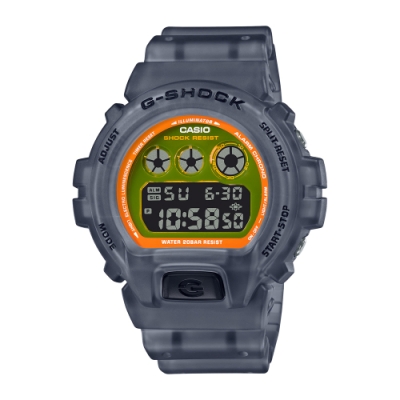 casio卡西歐 g-shock 透灰x螢光黃 半透明系列 dw-6900ls-1_50mm