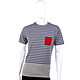 CERRUTI 1881 灰色藍條紋拼接撞色口袋短袖T-Shirt product thumbnail 1