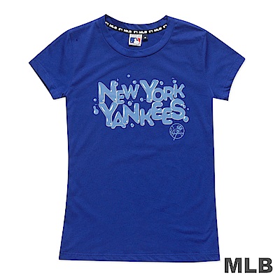 MLB-紐約洋基隊立體光澤汽泡造型短袖T恤-深藍(女)