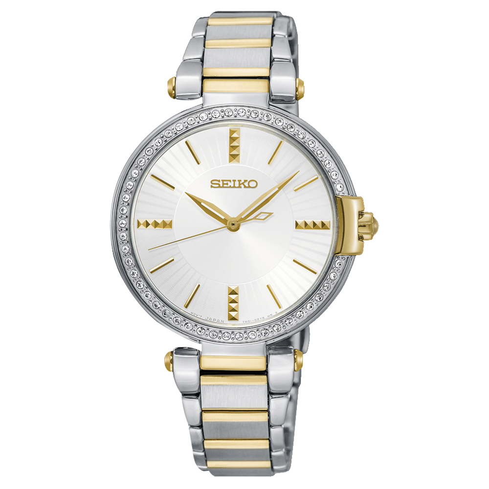 SEIKO 晶漾施華洛雙色調石英女錶(SRZ516P1)-白x33mm