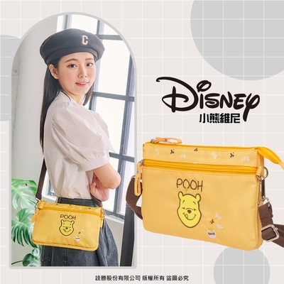 【Disney】小熊維尼-甜蜜蜂潮-雙層側背包-黃 PTD21-B6-41YL