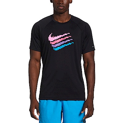 Nike [NESSD671-001] 男 短袖 上衣 T恤 抗UV 防曬衣 速乾 運動 訓練 像素LOGO 黑