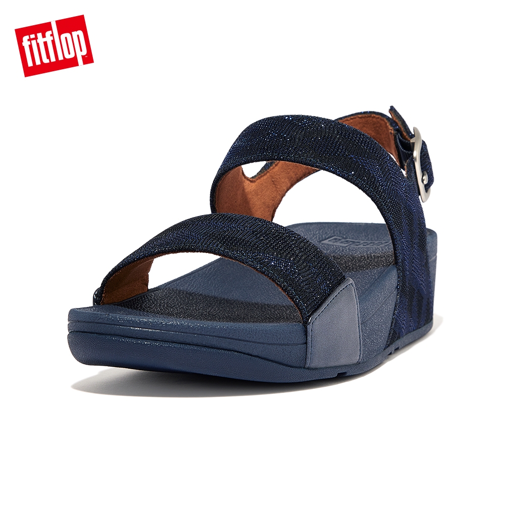 【FitFlop】LULU GLITZ BACK-STRAP SANDALS金屬亮粉後帶涼鞋-女(午夜藍)