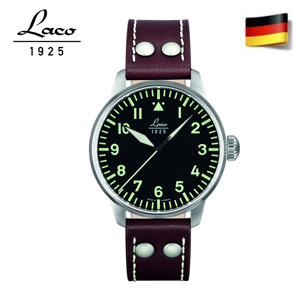 Laco 朗坤861688 飛行員系列 德國手錶 男士自動機械錶 黑/42MM