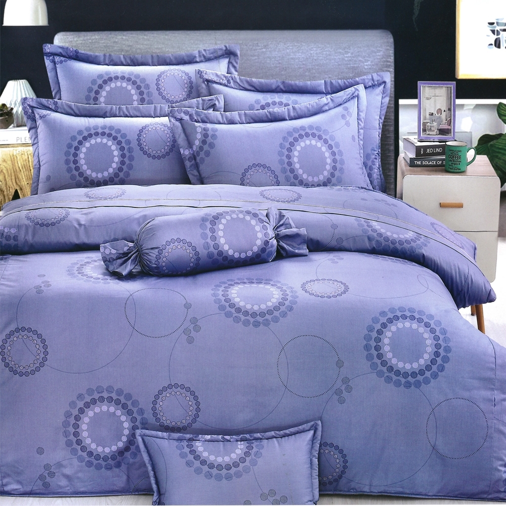 Carolan 寧靜-藍  加大五件式純棉床罩組(台灣製)