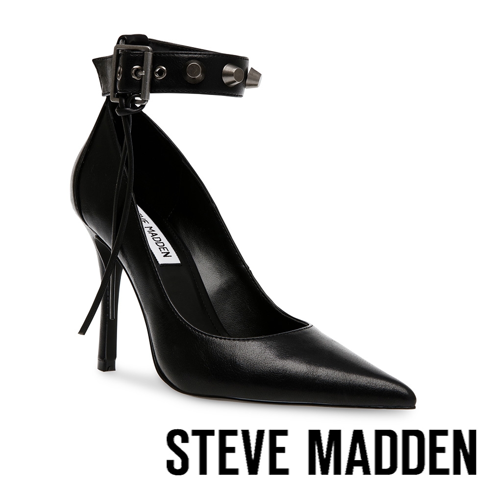 STEVE MADDEN-FINE TUNE 繞踝鉚釘尖頭高跟鞋-黑色