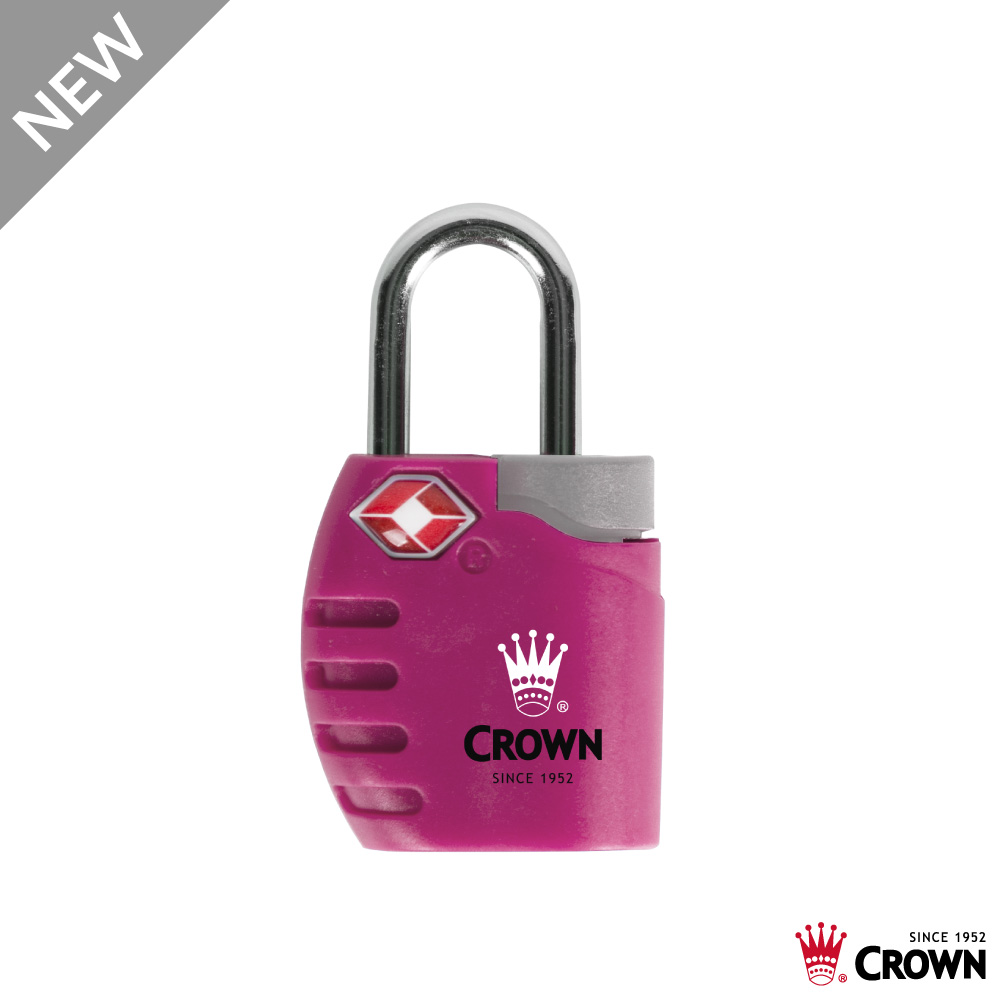 CROWN 皇冠 TSA 鑰匙海關鎖 鎖頭掛鎖 莓果紅