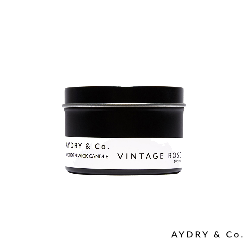 美國 AYDRY & CO. 復古玫瑰 天然手工木芯香氛 錫盒85g