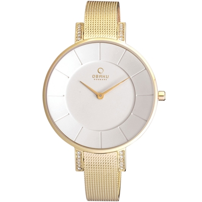 OBAKU 采耀時刻晶鑽時尚腕錶-香檳金色/34mm-V158LEGIMG