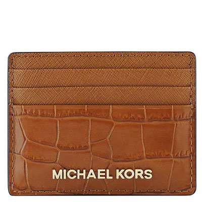 MICHAEL KORS Jet Set Travel 鱷魚紋牛皮證件名片夾(焦糖色)